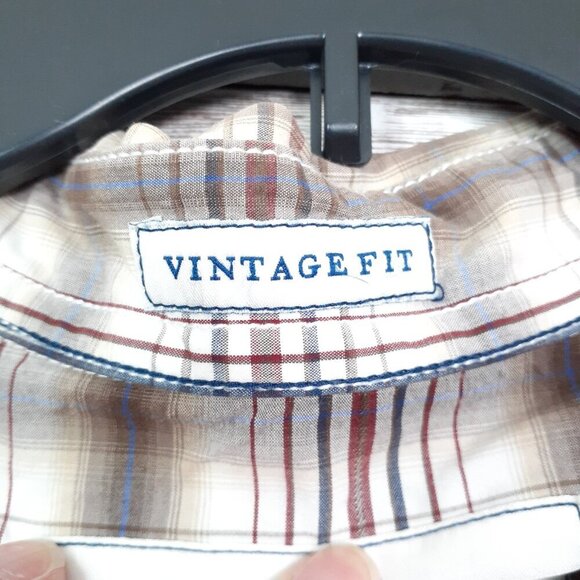 American Eagle Mens Pearl Snap Shirt M Vintage Fit Brown Plaid Cotton 838 - Picture 4 of 5